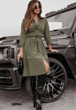 Koszulowa Sukienka Z Paskiem Start Creating Khaki