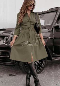 Koszulowa Sukienka Z Paskiem Start Creating Khaki