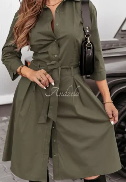 Koszulowa Sukienka Z Paskiem Start Creating Khaki