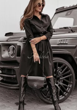 Koszulowa Sukienka Z Paskiem Start Creating Czarna