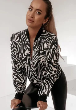 Krotka Bluza Bomberka Berrondo W Zebre