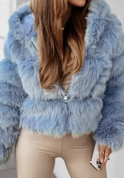 Krotka Kurtka Futerko Beauty Of Winter Blekitna