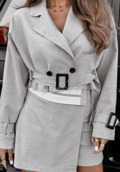 Krotka Marynarka Elite Elegance Jasnoszara