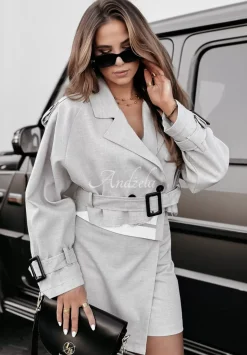 Krotka Marynarka Elite Elegance Jasnoszara