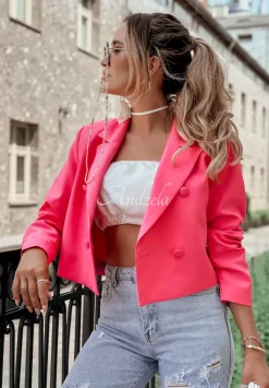 Krotka Marynarka Think About Me Neonowy Rozowy