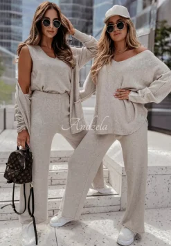 Krotki Dzianinowy Top Desire Bezowy