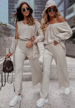 Krotki Dzianinowy Top Desire Bezowy
