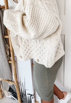 Krotki Kardigan Oversize Cocomore More Ecru
