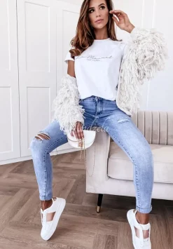Krotki Kardigan Z Fredzlami Fringe Bezowy