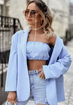 Krotki Top Opaska Bez Ramiaczek Think About Me Blekitny