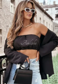 Krotki Top Opaska Bez Ramiaczek Think About Me Czarny