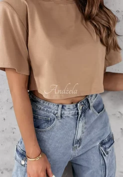 Krotki T-Shirt Chicky-Chick Camelowy