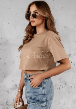 Krotki T-Shirt Chicky-Chick Camelowy