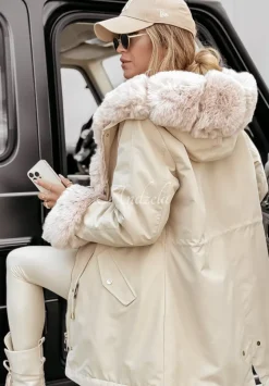 Kurtka Parka Z Futerkiem Stay Warm Bezowa