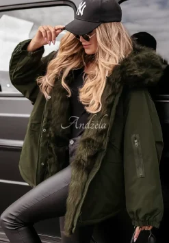 Kurtka Parka Z Futerkiem Megan Khaki
