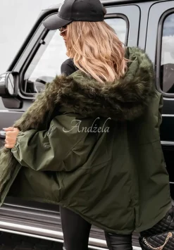 Kurtka Parka Z Futerkiem Megan Khaki