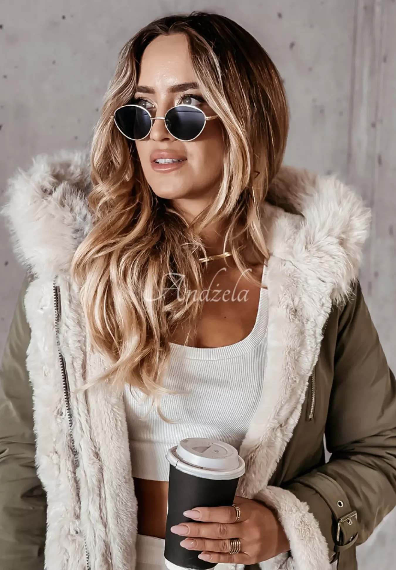 Kurtka Parka Z Futerkiem Keep It Cozy Khaki
