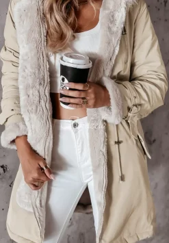 Kurtka Parka Z Futerkiem Keep It Cozy Bezowa