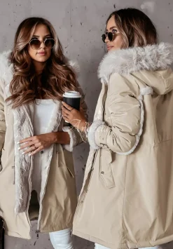 Kurtka Parka Z Futerkiem Keep It Cozy Bezowa
