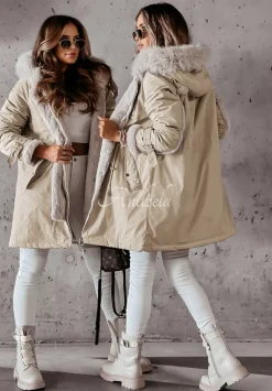 Kurtka Parka Z Futerkiem Keep It Cozy Bezowa