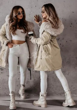 Kurtka Parka Z Futerkiem Keep It Cozy Bezowa