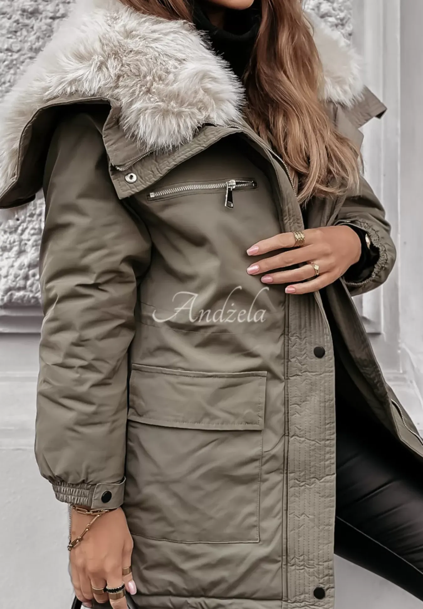 Kurtka Parka Z Futerkiem Cool Time Khaki