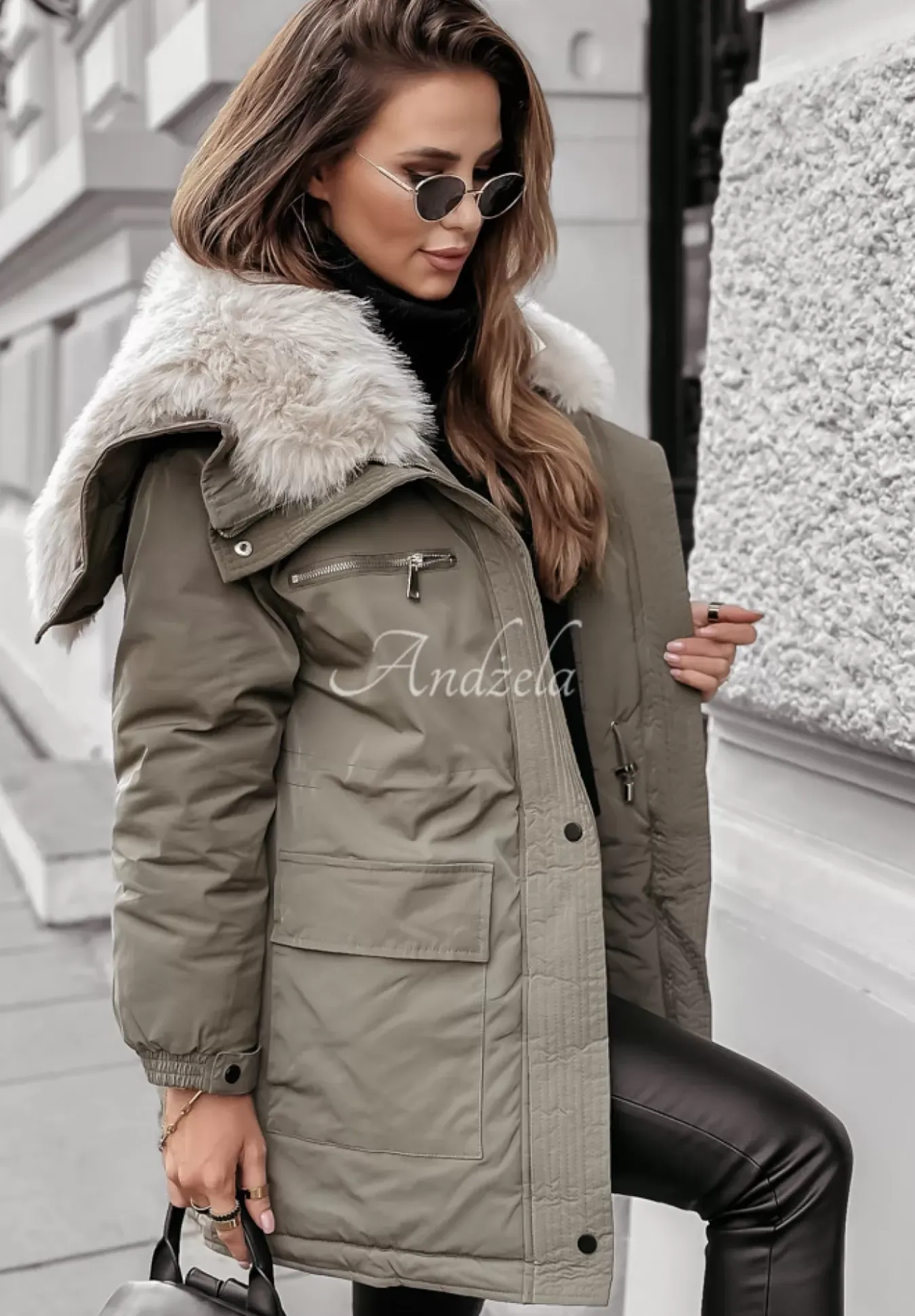 Kurtka Parka Z Futerkiem Cool Time Khaki