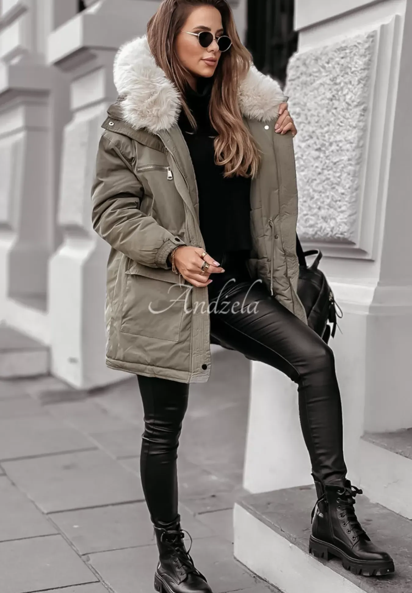Kurtka Parka Z Futerkiem Cool Time Khaki