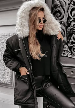 Kurtka Parka Z Futerkiem Cool Time Czarna