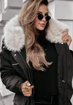 Kurtka Parka Z Futerkiem Cool Time Czarna