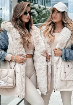 Kurtka Parka Z Futerkiem The Time Is Now Bezowa