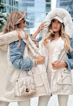 Kurtka Parka Z Futerkiem The Time Is Now Bezowa