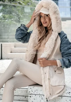 Kurtka Parka Z Futerkiem The Time Is Now Bezowa