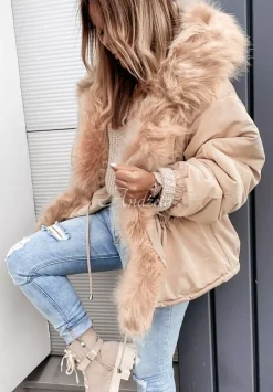 Kurtka Parka Z Futerkiem Megan Bezowa