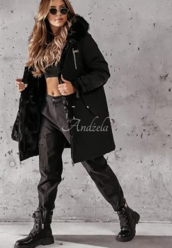 Kurtka Parka Z Futerkiem Keep It Cozy Czarna