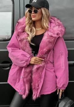 Kurtka Parka Z Futerkiem Megan Rozowa