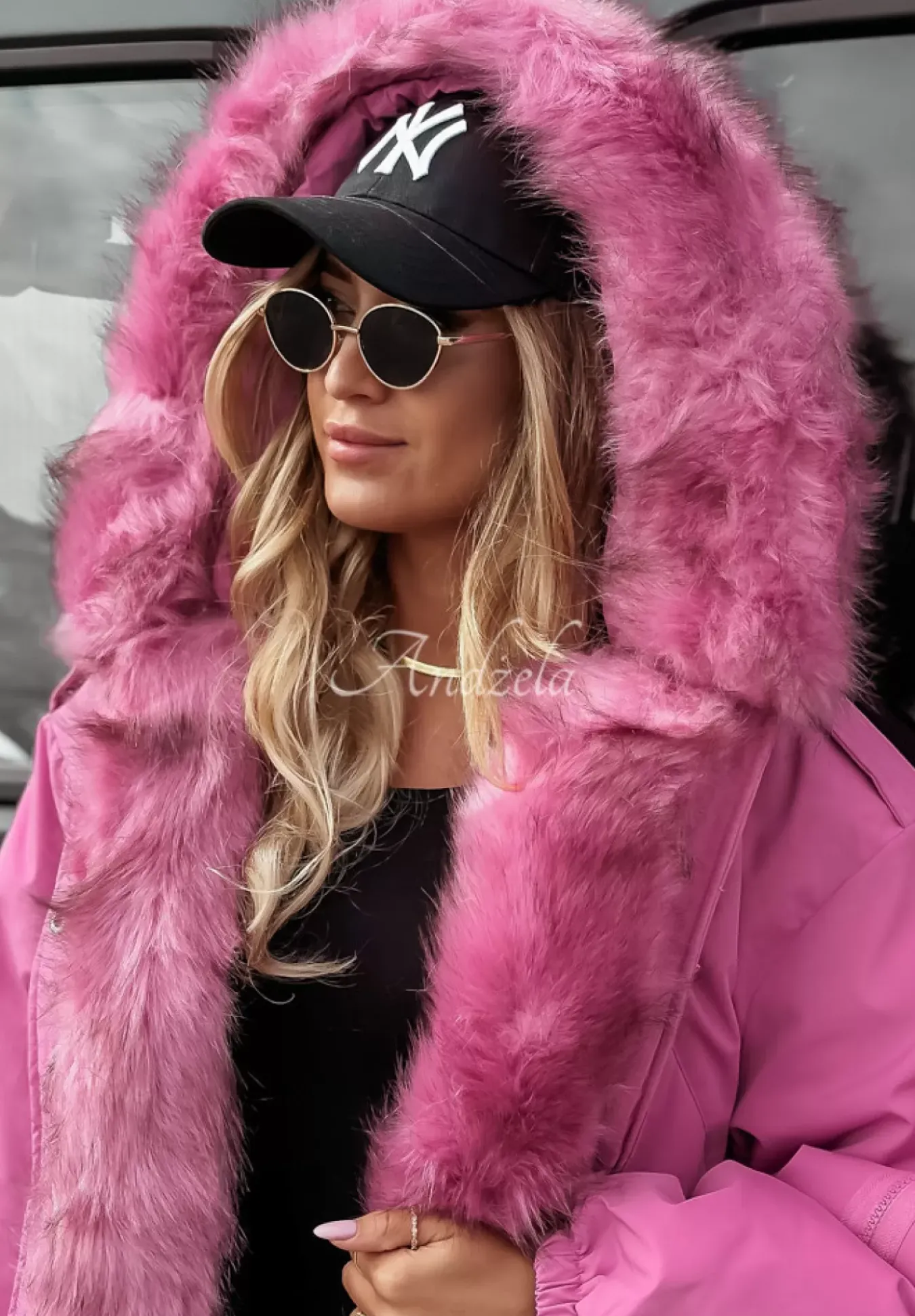 Kurtka Parka Z Futerkiem Megan Rozowa