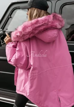 Kurtka Parka Z Futerkiem Megan Rozowa