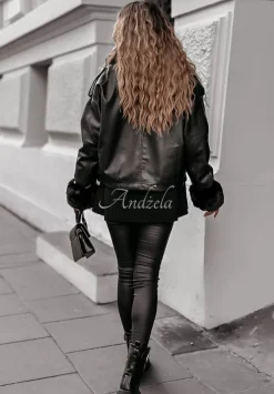 Kurtka Z Imitacji Skory Z Futerkiem Shopaholic Czarna