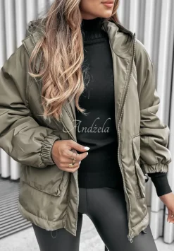 Kurtka Z Kapturem I Kieszaniami Hello Fall Khaki