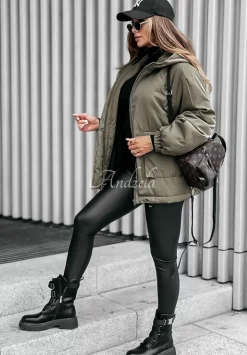 Kurtka Z Kapturem I Kieszaniami Hello Fall Khaki