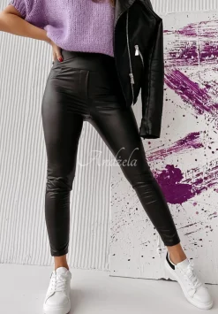 Legginsy Z Imitacji Skory On My Mind Czarne