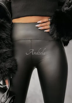 Legginsy Z Imitacji Skory What'S Your Number Czarne