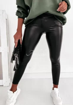 Legginsy Z Imitacji Skory Astrid Czarne