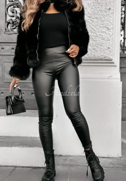 Legginsy Z Imitacji Skory Tammy Czarne