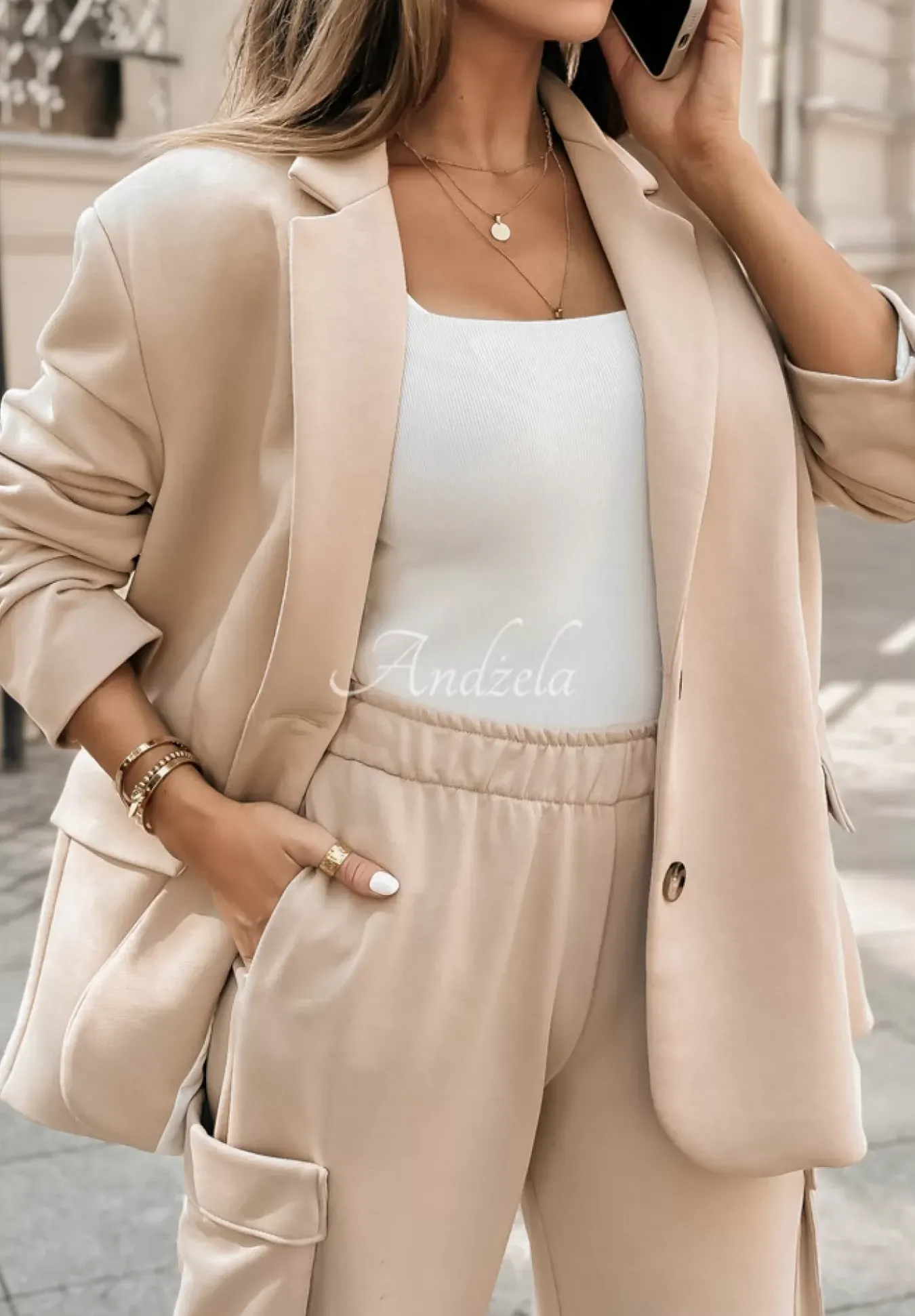 Marynarka Oversize Smart Styling Bezowa