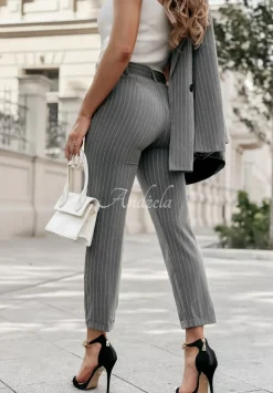 Materialowe Spodnie Cygaretki W Paski Nothing But Class Szare
