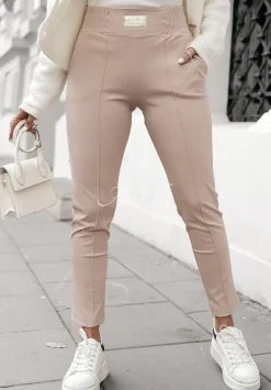 Materialowe Spodnie Pretty On Point Nude