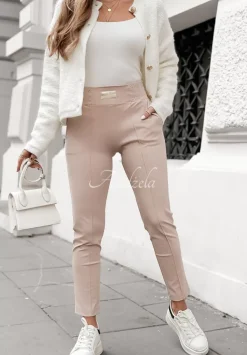 Materialowe Spodnie Pretty On Point Nude