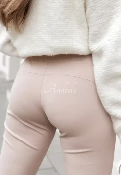 Materialowe Spodnie Pretty On Point Nude